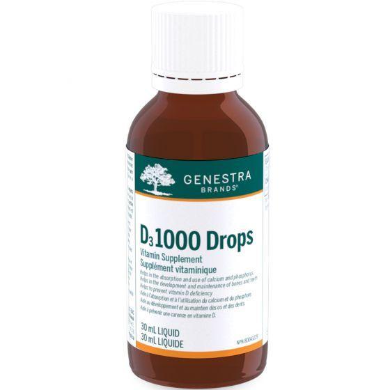 Genestra Vitamin D3 1000 IU Liquid Drops (30ml) - Supports Bone Health & Immune System - Perfect for Adults & Kids