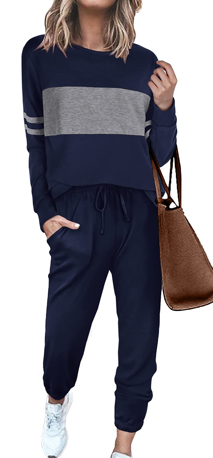 Sipaya Women's Colorblock Sweatsuit Set - 2 Piece Casual Lounge Outfit for Home, Travel & Relaxation | Trendy Matching Sweatpants & Hoodie Set