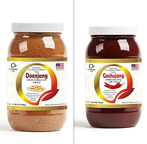 Premium Korean Doenjang (17.9oz) & Gochujang (19.9oz) 2-Pack Set - Authentic Fermented Soybean & Chili Paste for Bibimbap, Stews, Marinades & Korean Cooking