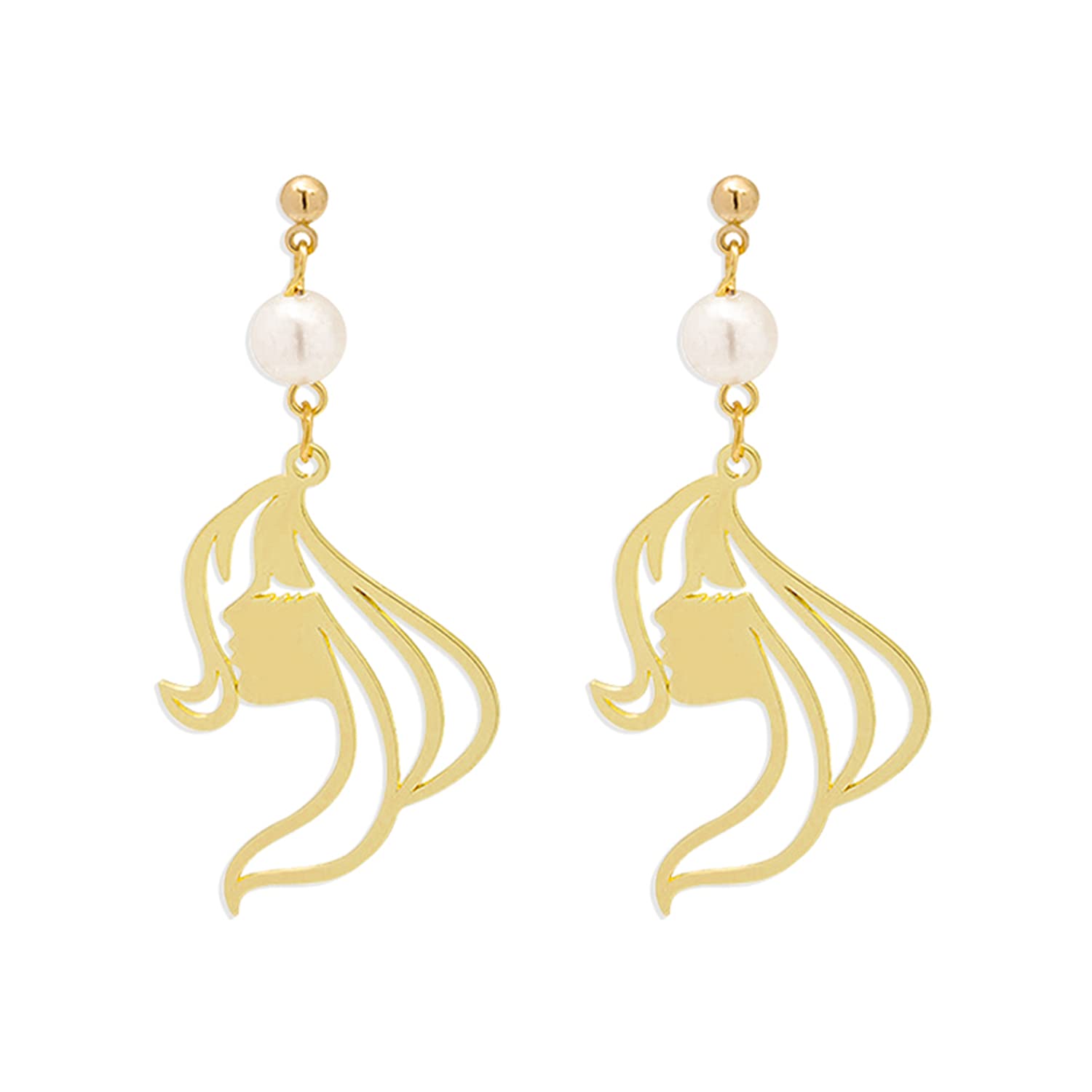 Unique Personalized Gold Hollow Abstract Geometric Human Face Dangle Drop Earrings for Women | Hypoallergenic Statement Jewelry Gifts | Perfect for Parties, Weddings & Special Occasions