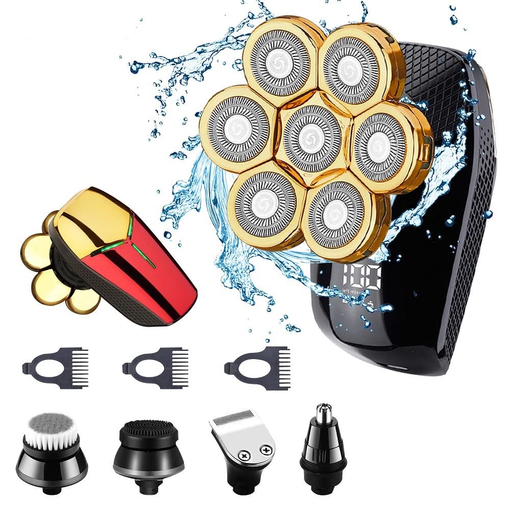 7D Floating Head Electric Razor for Bald Men - Waterproof 5-in-1 Multifunction Trimmer with 7 Independent Cutters (Iron-m01) | Perfect for Travel, Gym & Daily Shaving