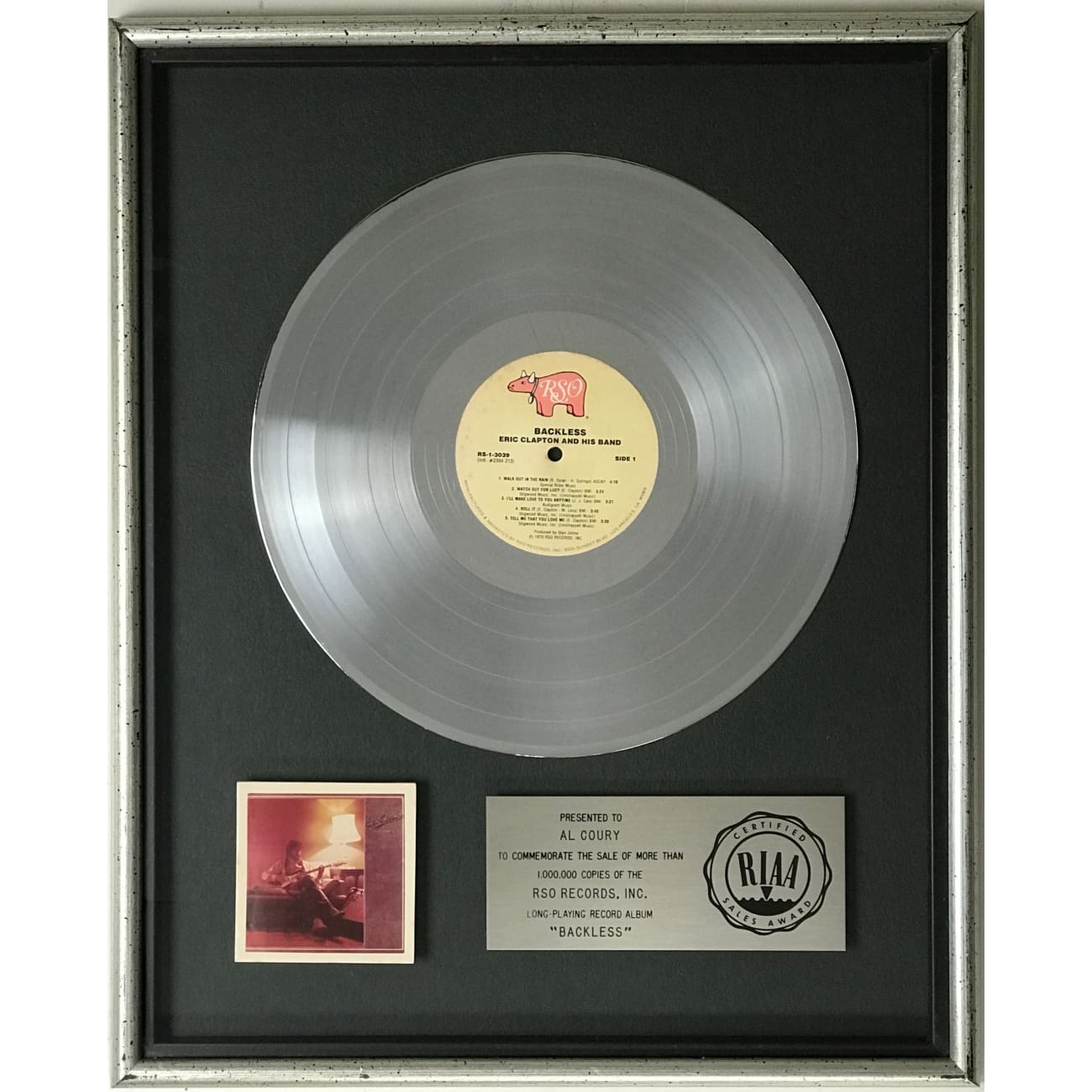 Eric Clapton Backless RIAA Platinum Album Award - Official Music Collectible for Fans & Display - Perfect for Home Decor, Music Studios & Memorabilia Collections
