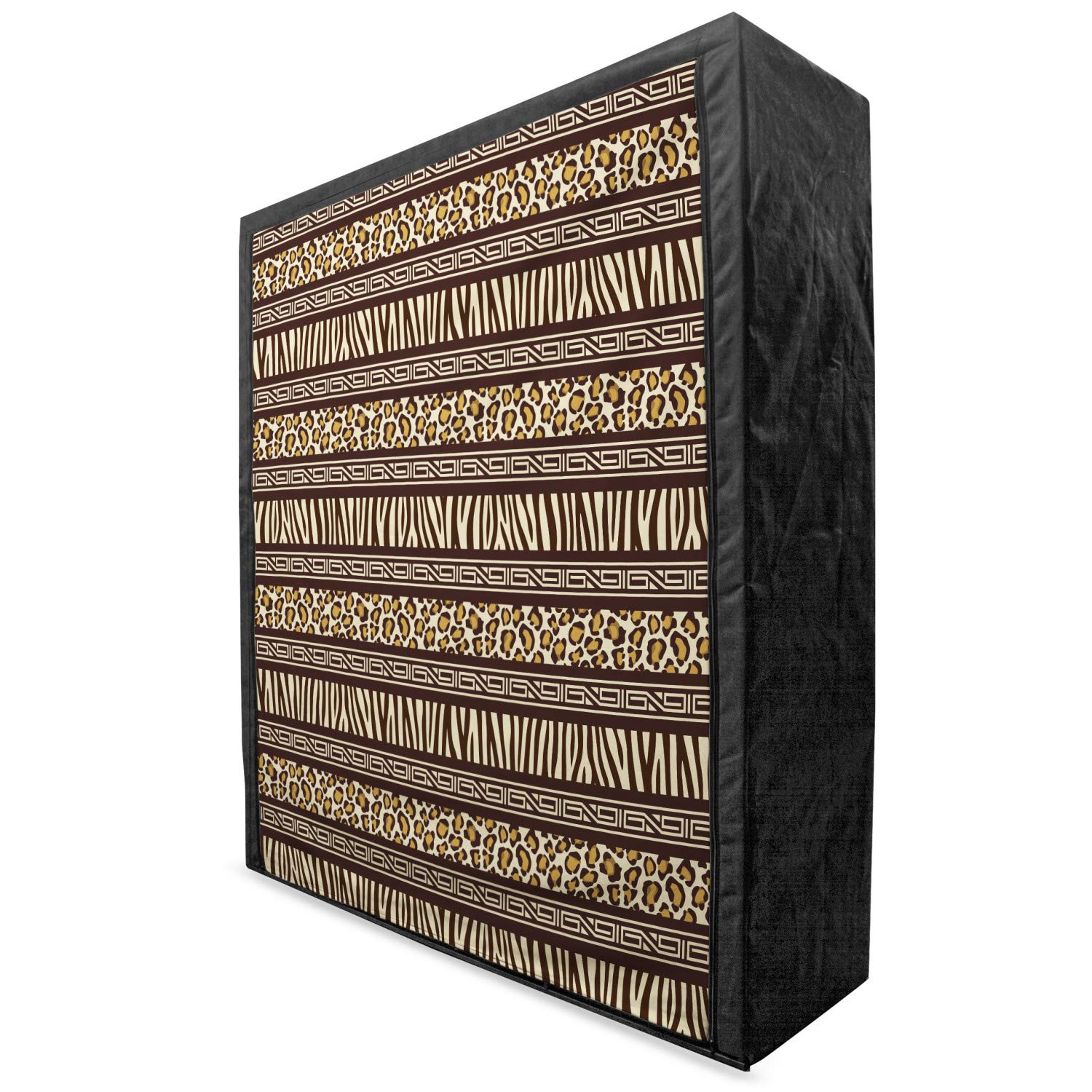 Ambesonne Africa Portable Fabric Wardrobe with Horizontal Stripes & Leopard Print - 59