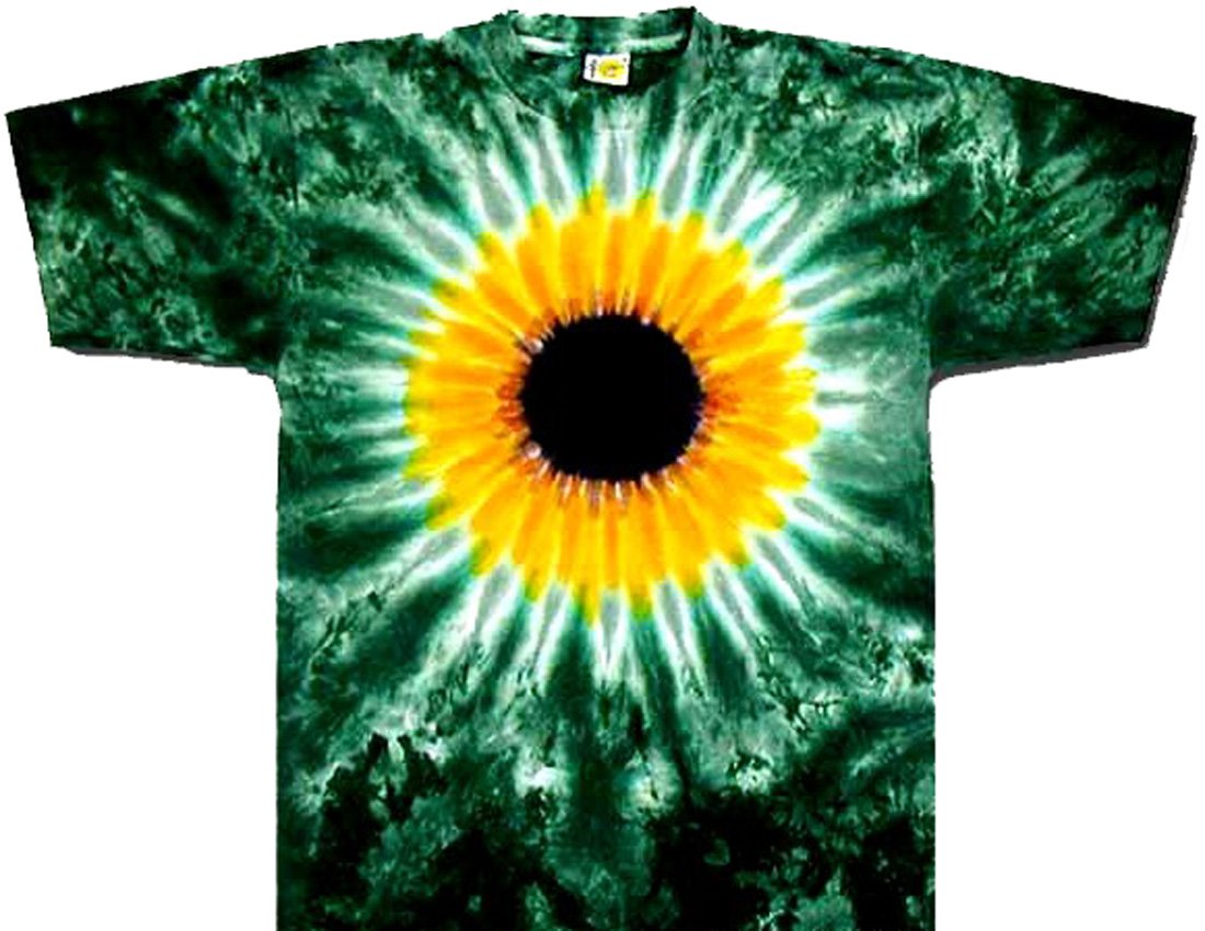Vibrant Yellow Sunflower Green Tie Dye T-Shirt for Men, Women & Teens | Soft Cotton Hippie Style Graphic Tee | Perfect for Festivals, Beach Outings & Casual Wear