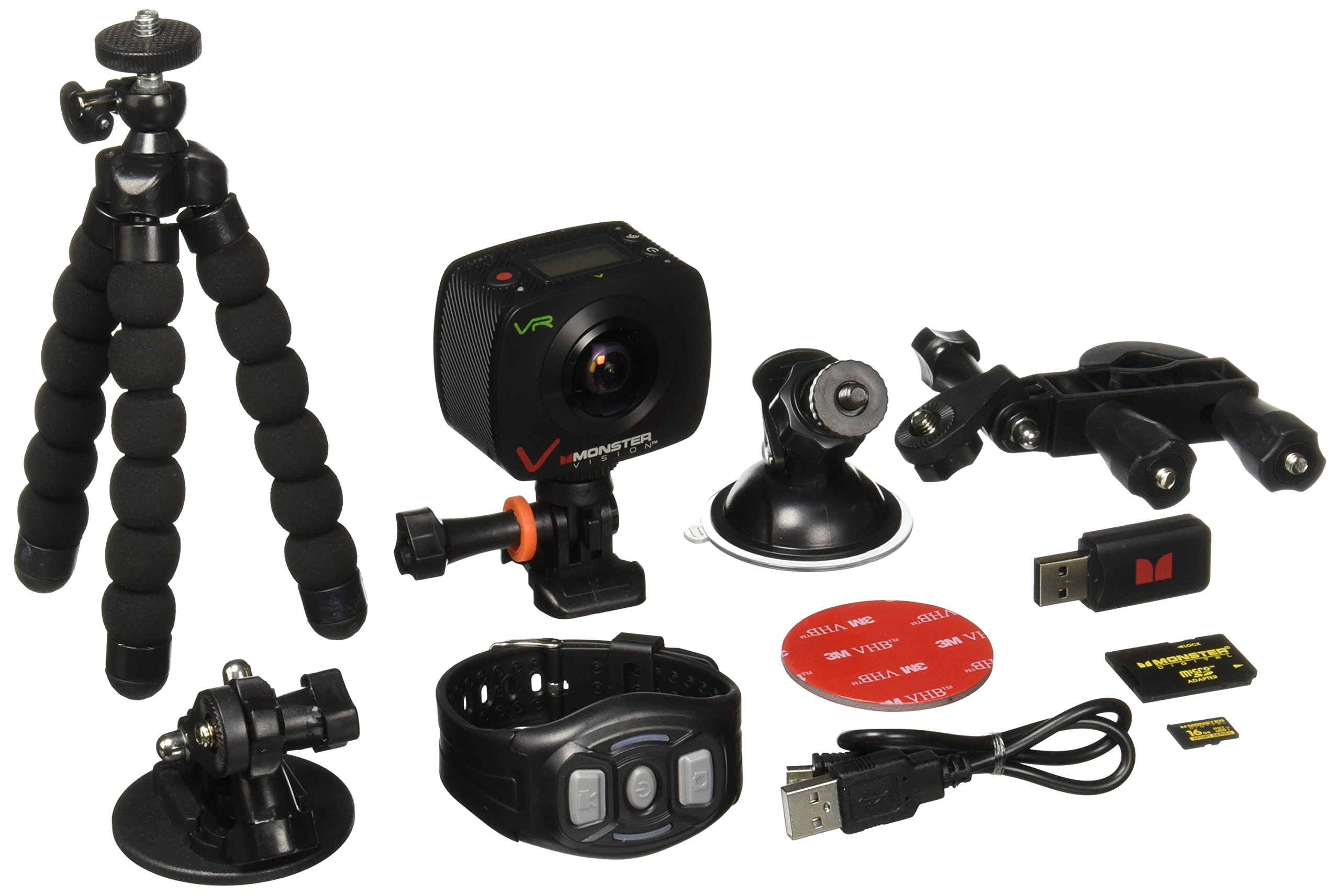 Monster Vision™ VR Camera - Dual Lens 360° Virtual Reality Camera for Facebook & YouTube 360 Videos | Wireless Uploading & HD Recording | Perfect for Travel Vlogging, Live Streaming & Immersive Gaming [CAMVR-0360-A]