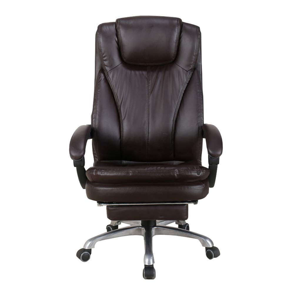 Ergonomic Office Chair with Adjustable Footrest & Height (15.6-19.6 Inches) - Reclining Leather Desk Chair for Home & Office (Brown) - Perfect for Long Work Hours, Gaming & Study Sessions