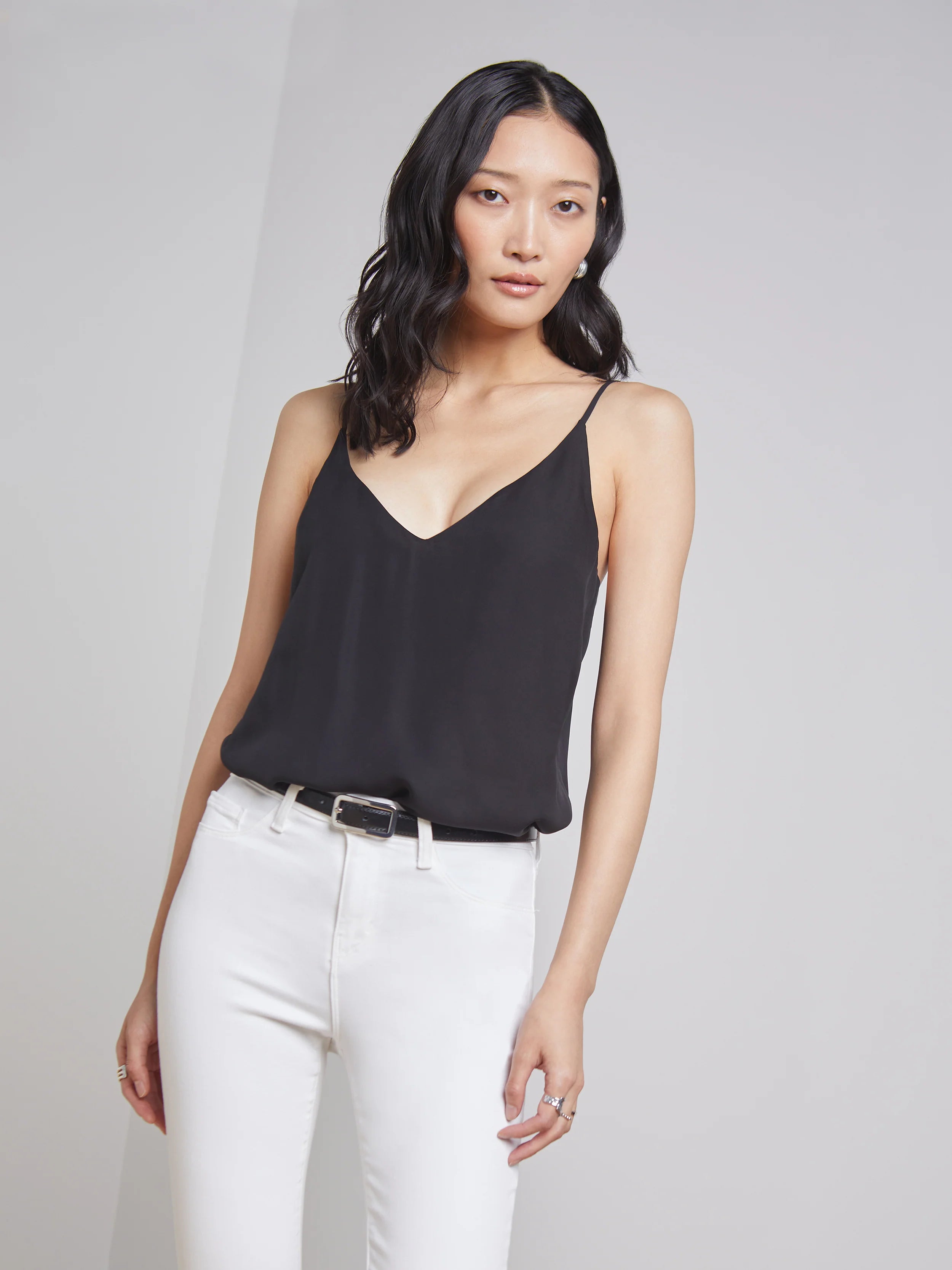 L'Agence Gabriella Women's Silk Camisole Top - Matte Finish for Elegant Layering & Evening Wear
