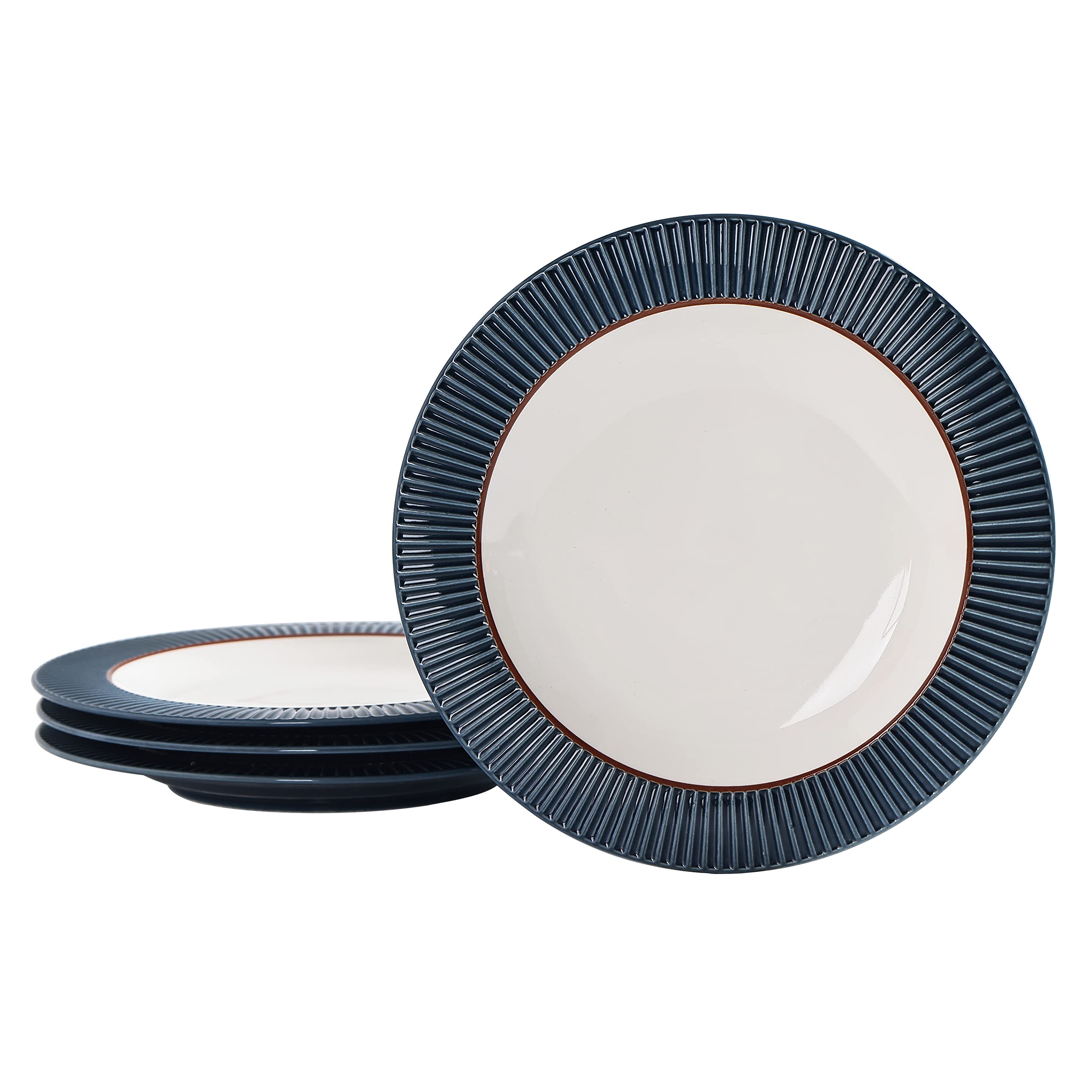 Bico Helios Blue 8.5 Inch Salad Plates - Set of 4, Microwave & Dishwasher Safe - Perfect for Salads, Appetizers, Desserts, and Everyday Dining - Elegant Dinnerware for Restaurants, Parties, and Home Use