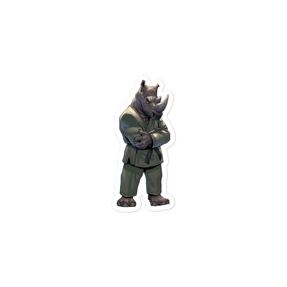 Zoo Jitsu Fighters Rampage the Rhino Bubble-Free Vinyl Stickers - Waterproof Decals for Laptops, Water Bottles & Phone Cases - Fun Animal-Themed Collectibles for Kids