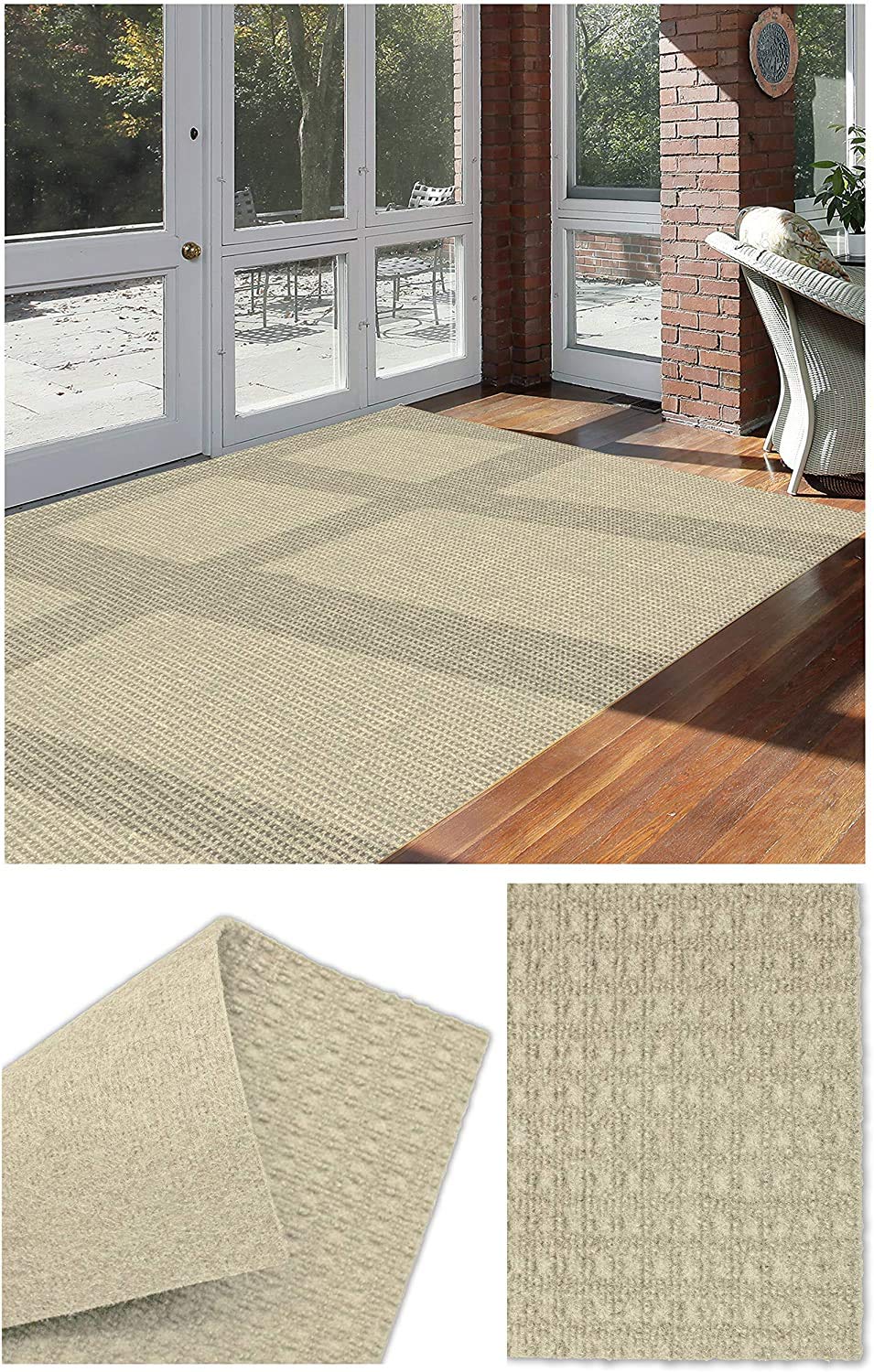 KOECKRITZ Soft & Durable Indoor/Outdoor Area Rug - Lightweight, Flexible, Easy to Clean & Transport - Ivory 7'x18' - Perfect for Patio, Deck, Living Room & Dorm