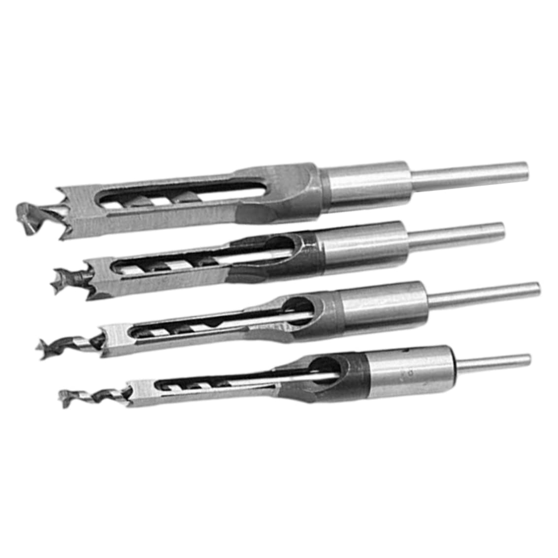 Eaarliyam 4PCS High-Speed Steel Square Hole Drill Bit Set - Woodworking Mortise Chisel & Hole Saw Kit for Cabinets, Furniture, and DIY Projects