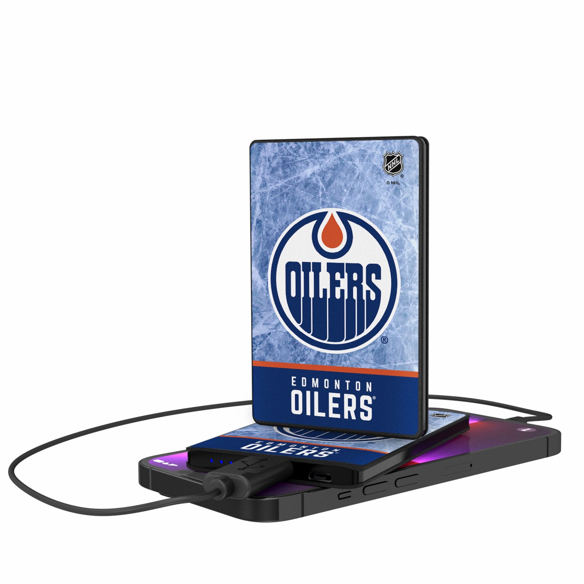 Edmonton Oilers Portable 2500mAh Credit Card Power Bank - Slim Charger for iPhone, Android, Travel & Emergency Use