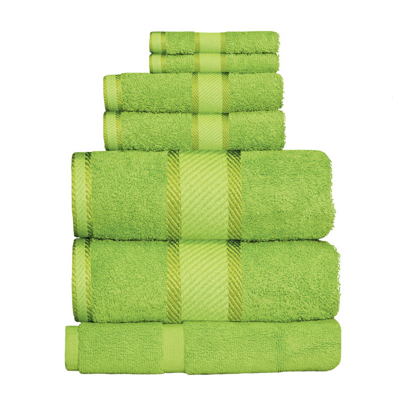 Premium 100% Cotton Bath Towel Set - 7pc Ultra Soft & Absorbent Lime Green Bath Sheets for Spa, Gym & Luxury Home Use