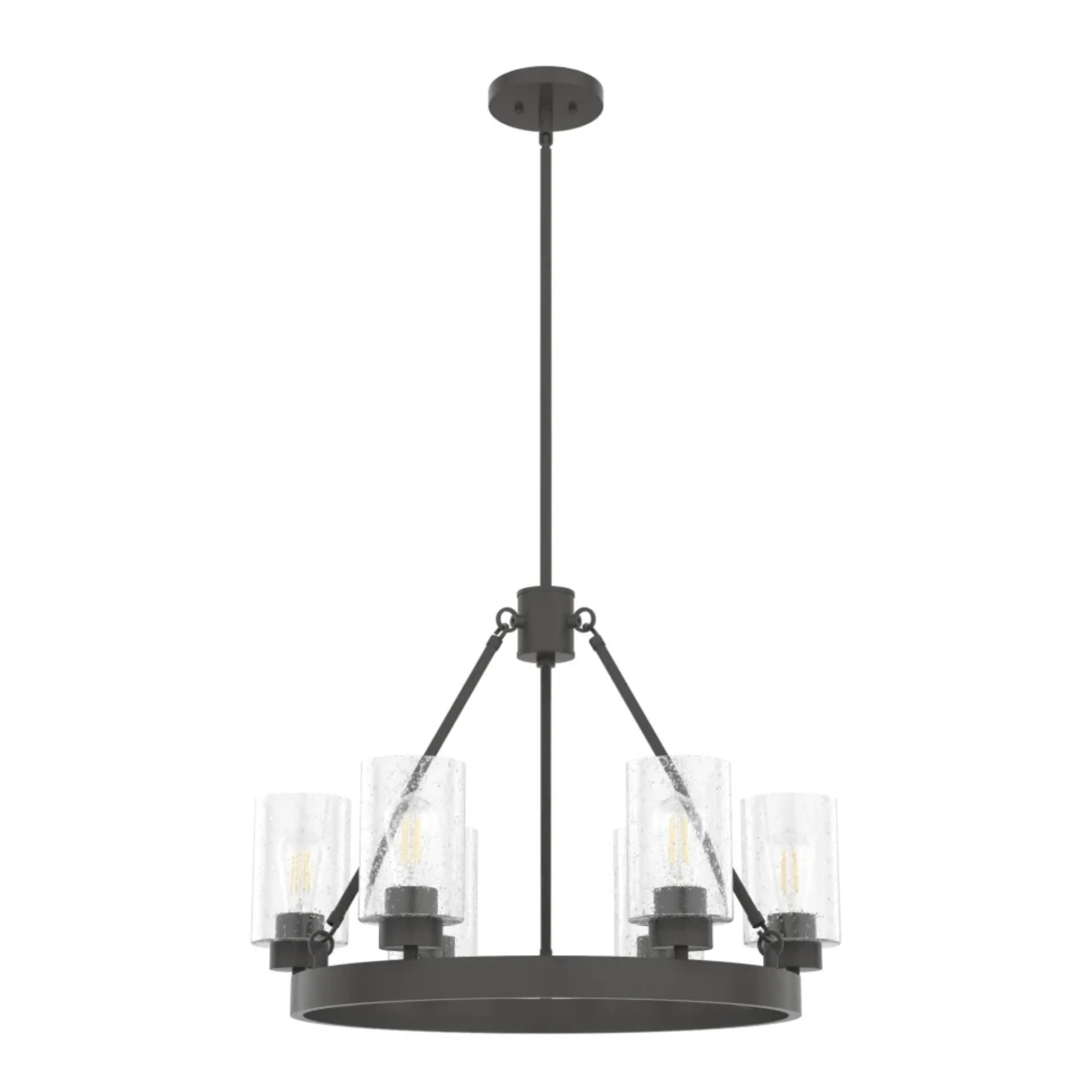 Hunter Hartland 6-Light Chandelier in Nickel Bronze - Elegant Dining Room Lighting Fixture for Modern Home Decor