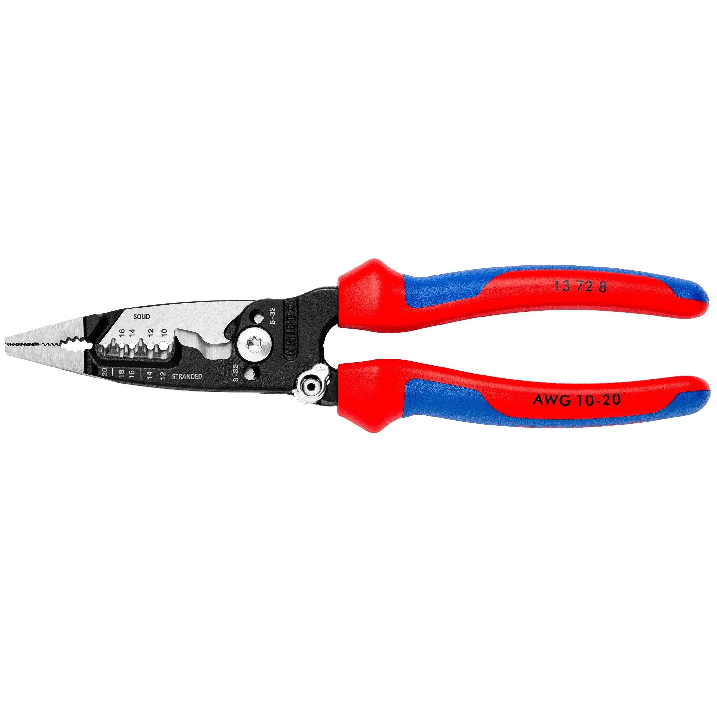 KNIPEX 13728SBA 8-Inch Forged Wire Stripper - Professional 20-10 AWG Wire Stripping Tool for Electrical Work, DIY Projects & Home Repairs