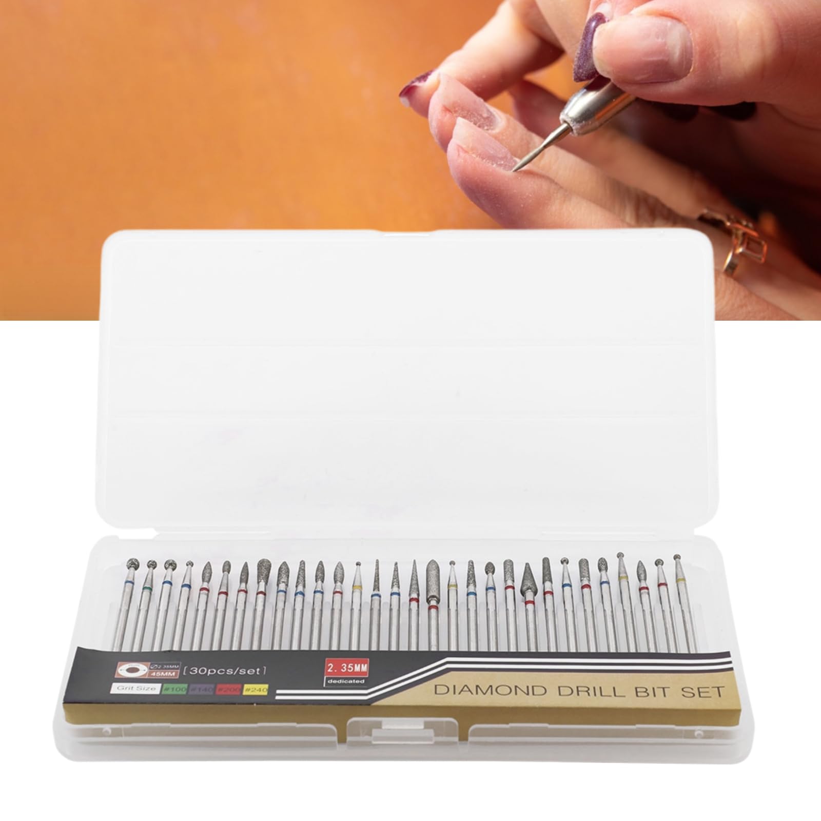 30Pcs Professional Nail Drill Bit Set - Diamond Grinding & Polish Heads for Manicure, Pedicure & Nail Art - Compatible with Most Nail Drill Machines - Perfect for Salon, Home Use & DIY Nail Care