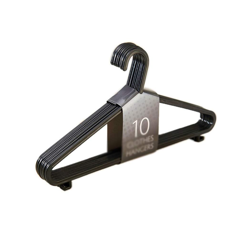 JEONSWOD 10-Pack Black Plastic Clothes Hangers - Non-Slip Heavy Duty Hangers for Dresses, Shirts & Pants - Space Saving Closet Organizer for Home, Travel & Laundry Room