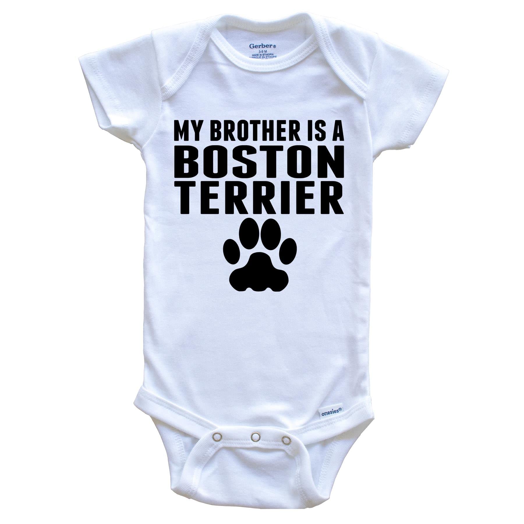 My Brother is A Boston Terrier Onesie Baby Bodysuit - Cute Dog Themed Infant Romper for Newborns & Toddlers | Perfect for Family Photos, Pet Lovers & Dog-Themed Birthday Parties