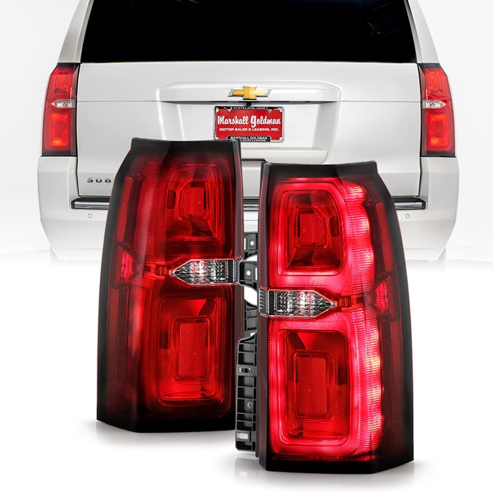 ACANII LED Tail Lights Brake Lamps Assembly Pair for 2015-2020 Chevy Tahoe Suburban - Factory Style Red LED Lights - Left & Right Set - Perfect for Night Driving & Enhanced Safety