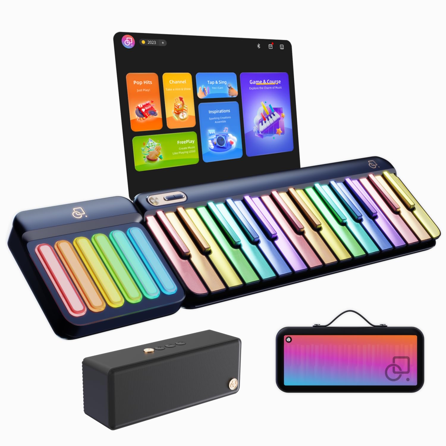 Smart Piano Keyboard with Speaker - 88 Key Electric Keyboard for Beginners, Rainbow Backlit Keys, 256 Tones & 100+ Chords, MIDI Controller with Sustain Pedal Jack - Perfect for Home Learning, Music Production & Live Performances