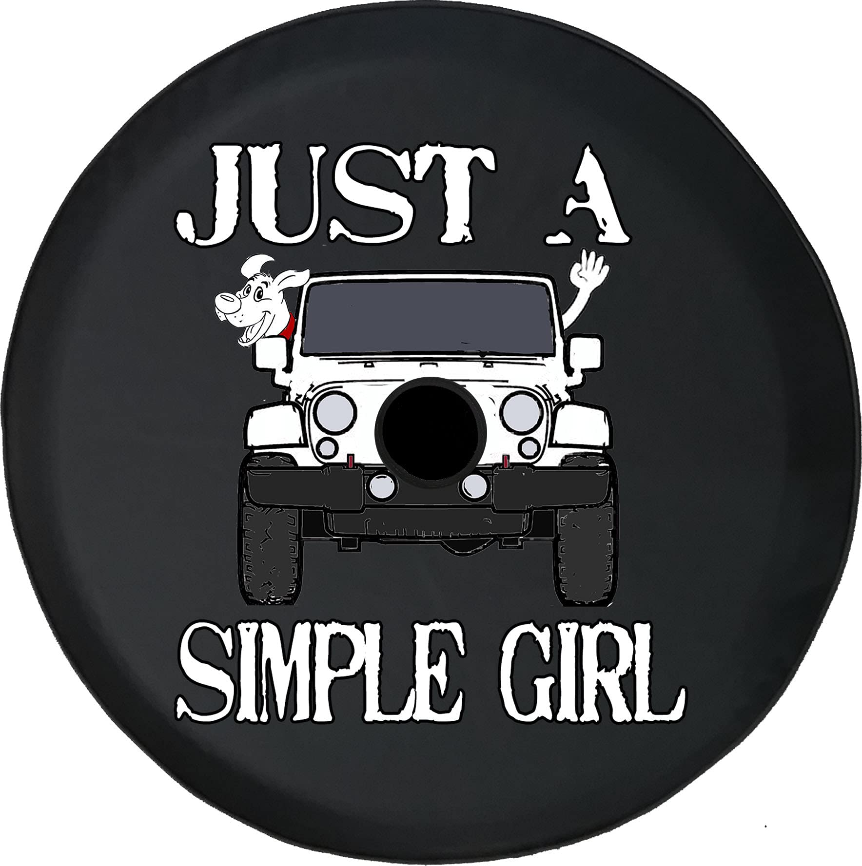 Just a Simple Girl Black 33 Inch Spare Tire Cover with Backup Camera Hole - Waterproof & UV-Resistant JL Tire Cover for Trailers, Trucks, SUVs, RVs, Campers & Off-Road Vehicles | Perfect for Outdoor Adventures & Road Trips