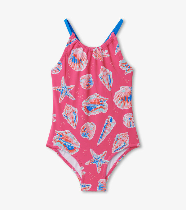 Hatley Seashells Swimsuit for Women - Cute Floral Print Bathing Suit with Adjustable Straps | Perfect for Beach Vacation, Pool Party & Summer Swimwear