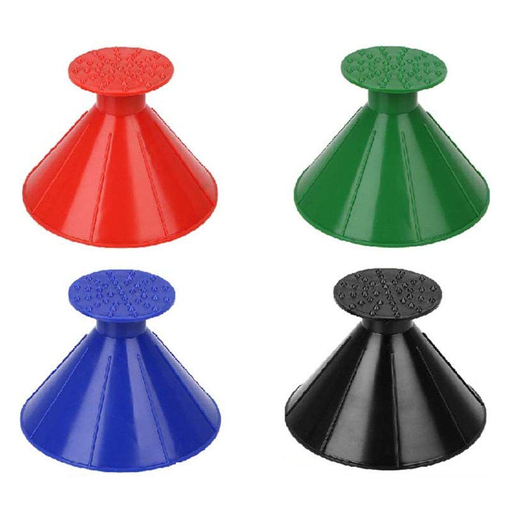 4 Pack Car Windshield Ice Scraper and Snow Brush Set - Heavy Duty Snow Removal Tool with Magic Funnel Design for Winter Car Cleaning - Perfect for Trucks, SUVs, and Sedans in Snowy Conditions