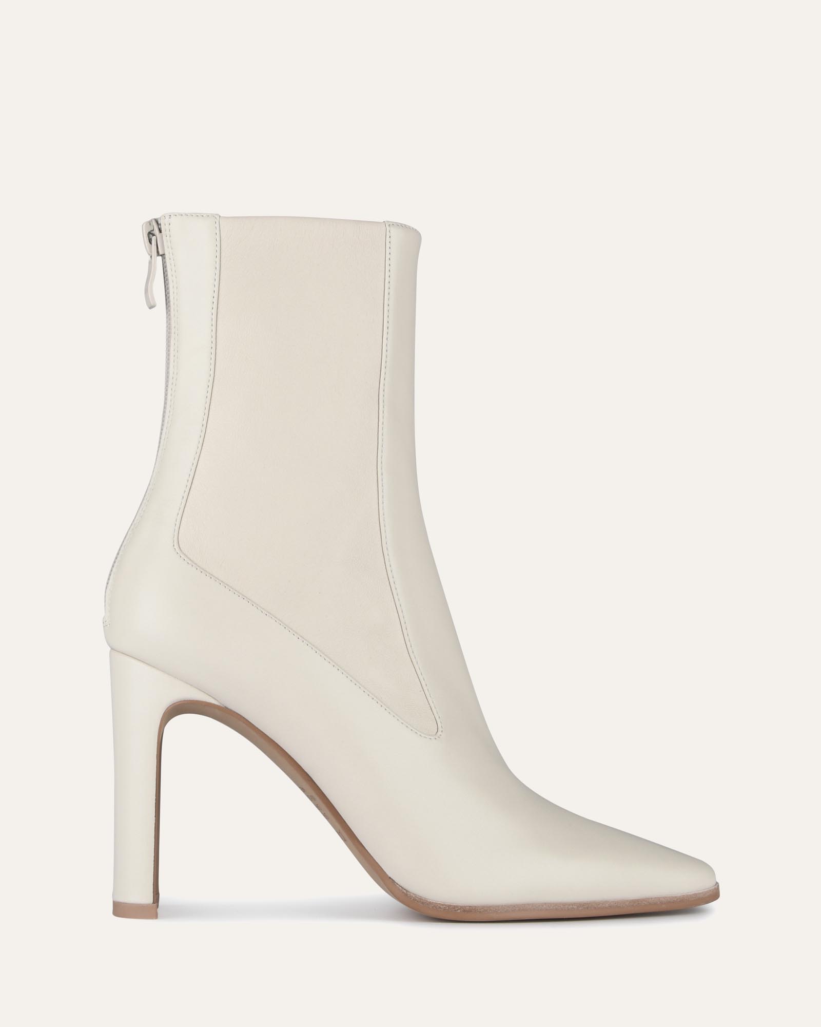 June High Ankle Boots - Off-White Genuine Leather Women's Shoes for Casual Wear & Fall Fashion