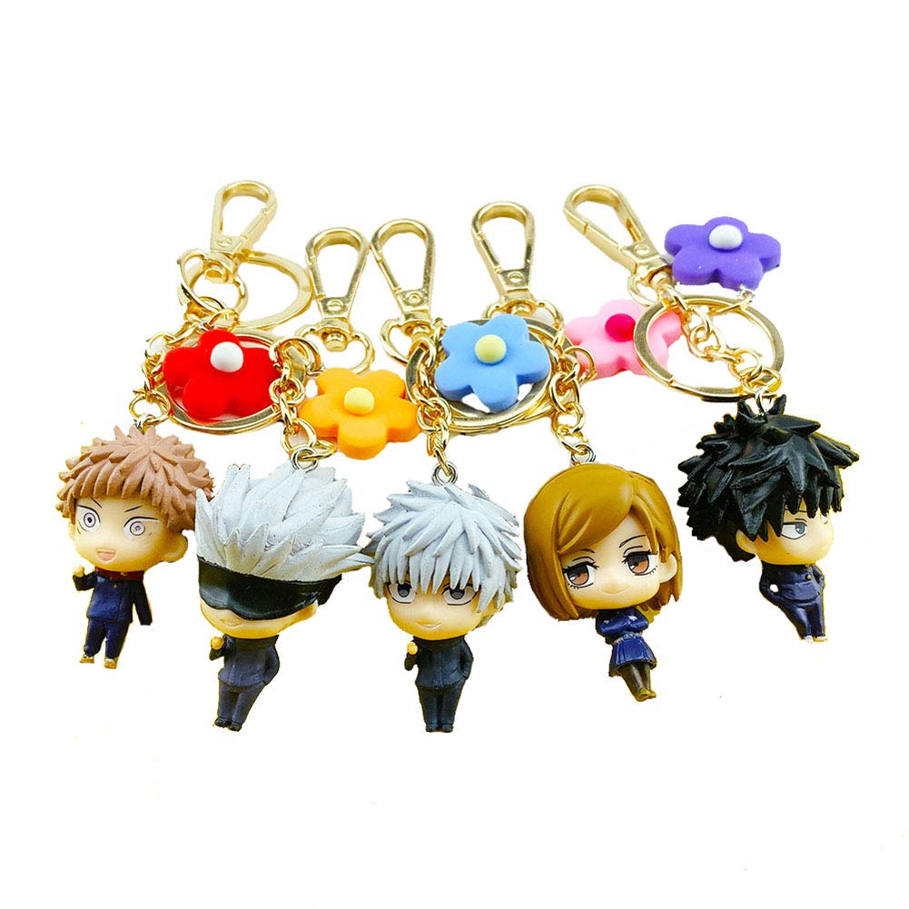 Jujutsu Kaisen Anime Keychain Set - 5-Piece Metal Keychain Collection Featuring Itadori Yuji | Perfect Cosplay Accessory & Gift for Anime Fans | Great for Conventions, Backpacks, and Keyrings