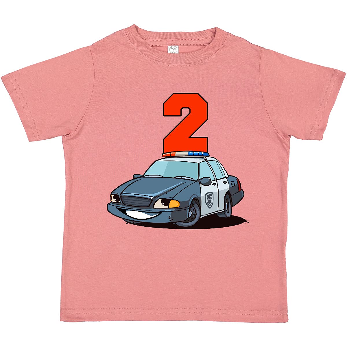 Inktastic 2nd Birthday Police Car Toddler T-Shirt - Cute Police Themed Birthday Outfit for 2 Year Old Boys & Girls - Perfect for Birthday Parties, Photo Shoots & Special Occasions
