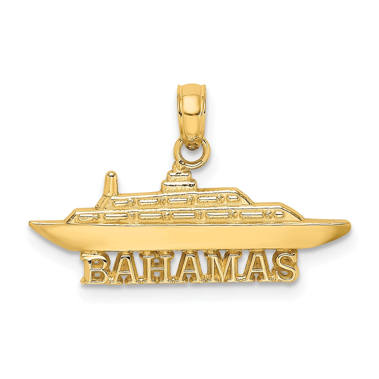 Lex & Lu 14K Yellow Gold Bahamas Cruise Ship Charm Pendant - Perfect for Cruise Vacation Jewelry, Travel Souvenirs & Gift Giving