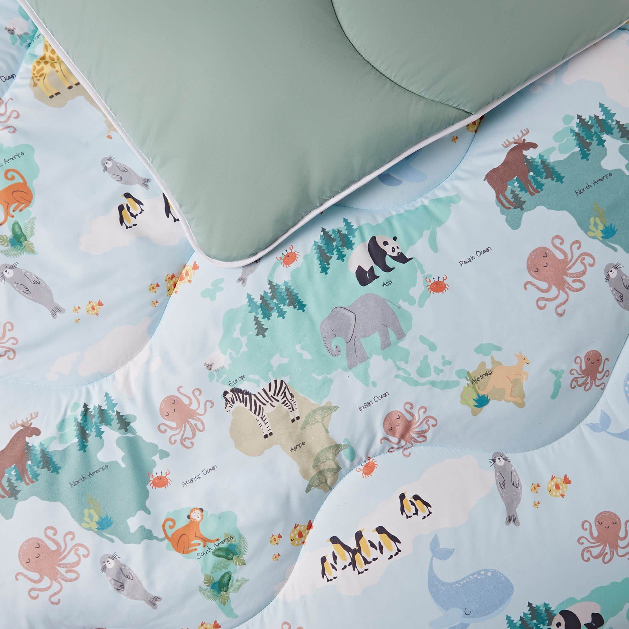 Night Lark Kids® Coverless Duvet Set - Animal Atlas Print Twin/Full/Queen Size | Soft & Breathable Kids Bedding for Boys & Girls | Perfect for Bedrooms, Sleepovers & Travel