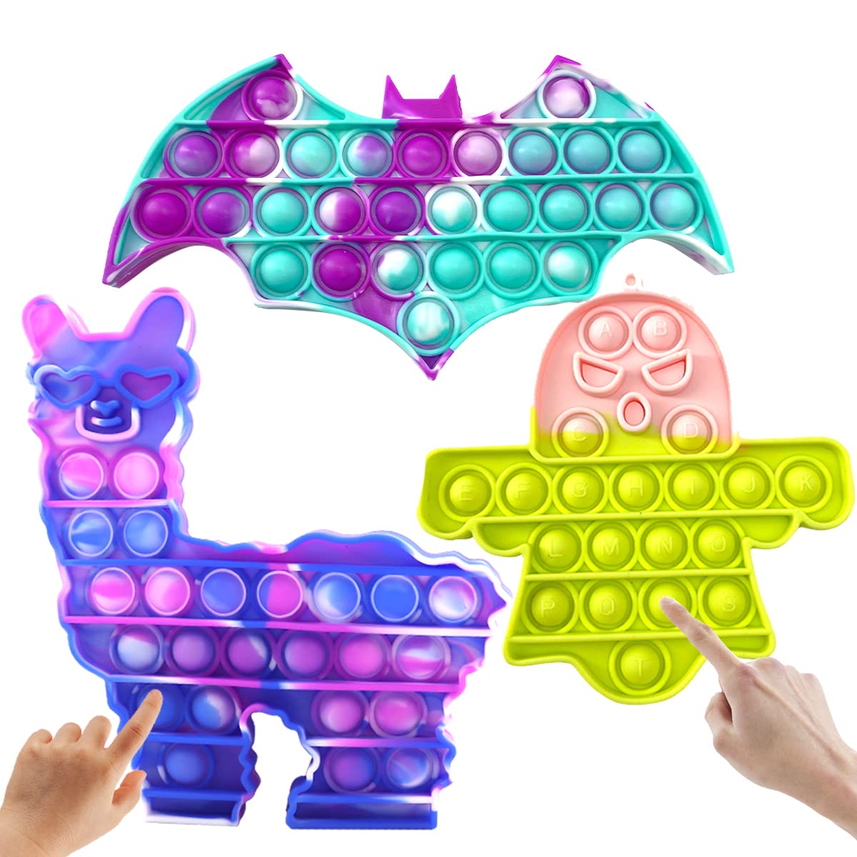 **Pop Fidget Toy Set - 3 Different Shapes, Stress Relief & Anxiety Sensory Toys for Kids & Adults, Autism & Special Needs Calm Down Tools - Perfect for Home, Office, School & Travel**