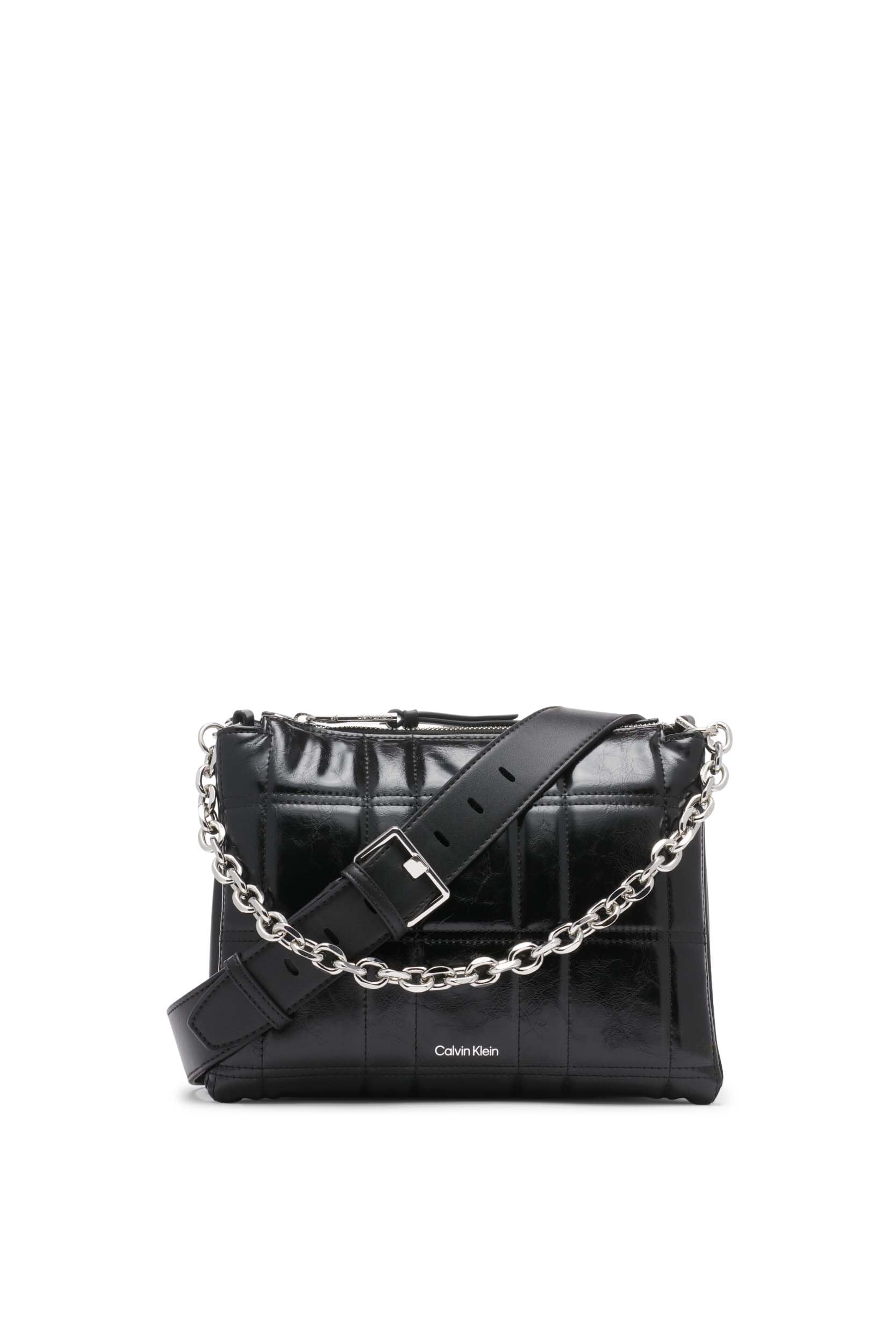 Calvin Klein Triple Compartment Chain Crossbody Bag for Women | Waterproof Rainproof Shoulder Purse | Perfect for Work, Travel & Everyday Use