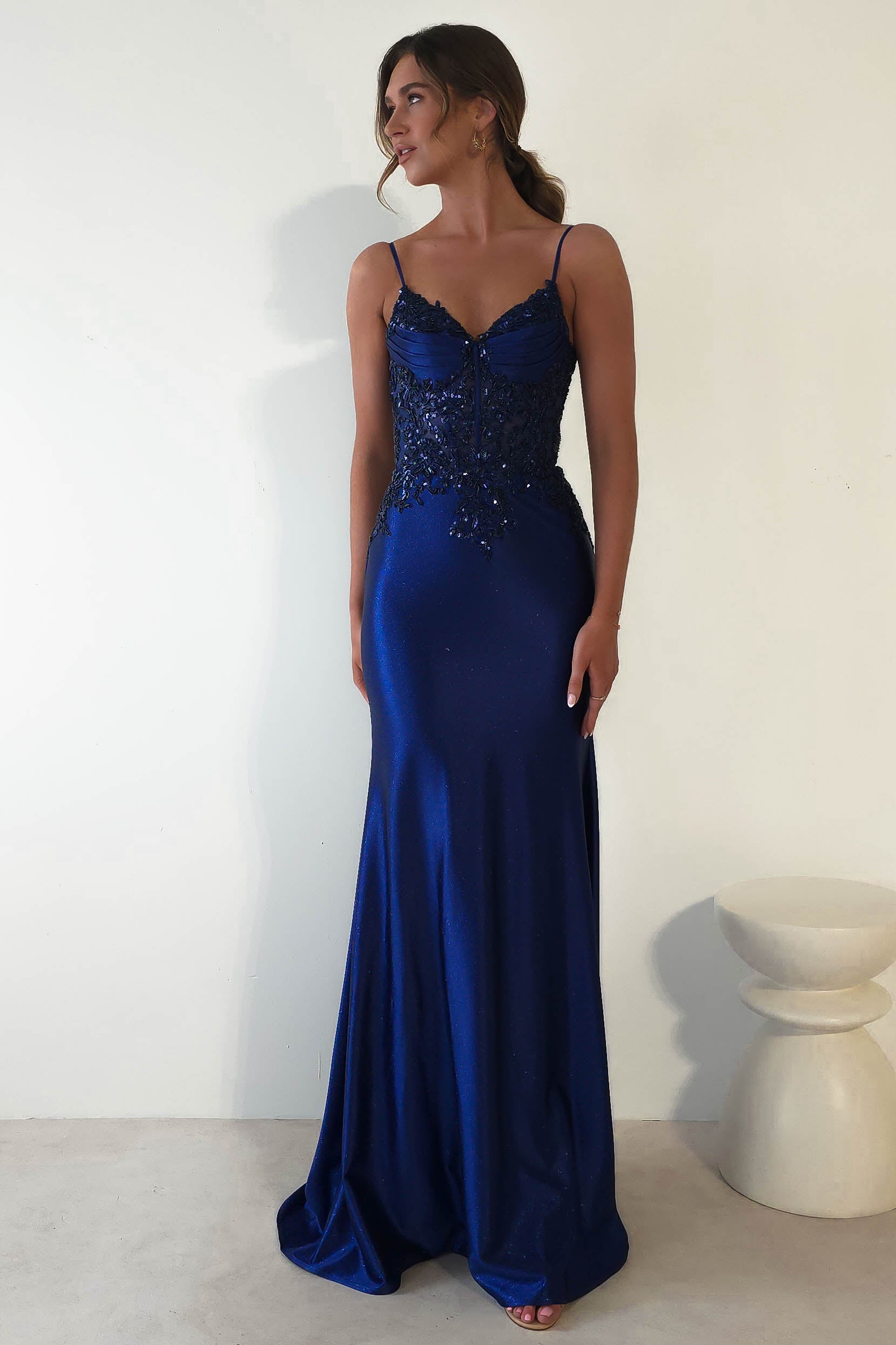 Eternity Glitter Bodycon Gown - Elegant Sequin Evening Dress in Midnight Blue for Prom, Party & Special Occasions