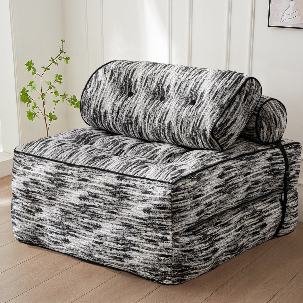 MAXYOYO Convertible Folding Sofa Bed - Sleeper Chair with Pillow, Soft Fold Out Guest Bed in Mix Black | Perfect for Small Spaces, Living Rooms & Home Offices