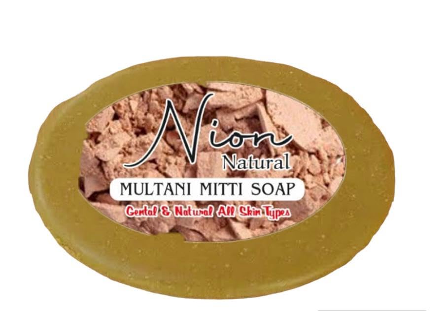 Nion Natural Multani Mitti Soap - 100g (Pack of 5) | Deep Cleansing & Oil Control | Perfect for Acne-Prone & Oily Skin | Face & Body Soap for Daily Skincare Routine