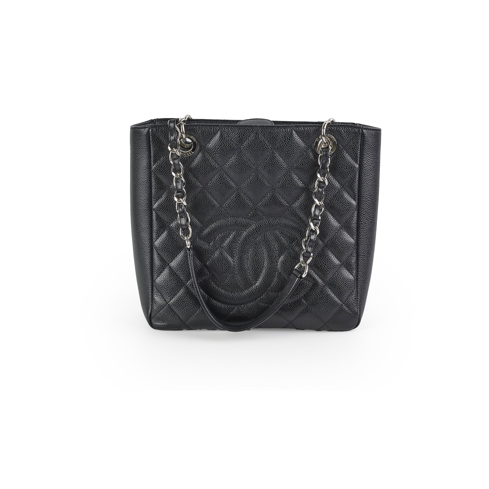 Chanel Caviar PST Petite Shopping Tote Bag - Luxury Black Leather Handbag for Women | Perfect for Work, Travel & Everyday Use