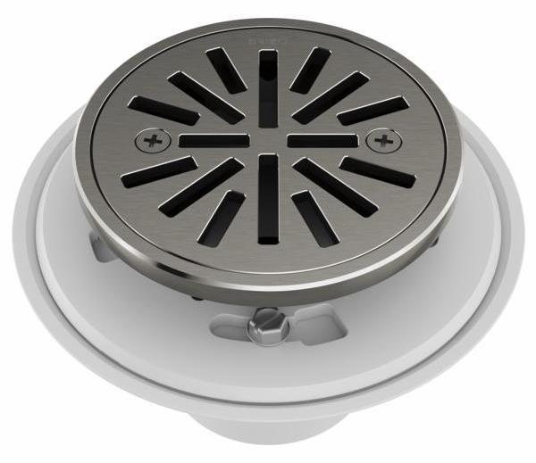 4 Tile In Round Shower Drain - Luxe Steel BT061414 SL by Brizo | Premium Bathroom Drain for Modern Showers & Wet Rooms