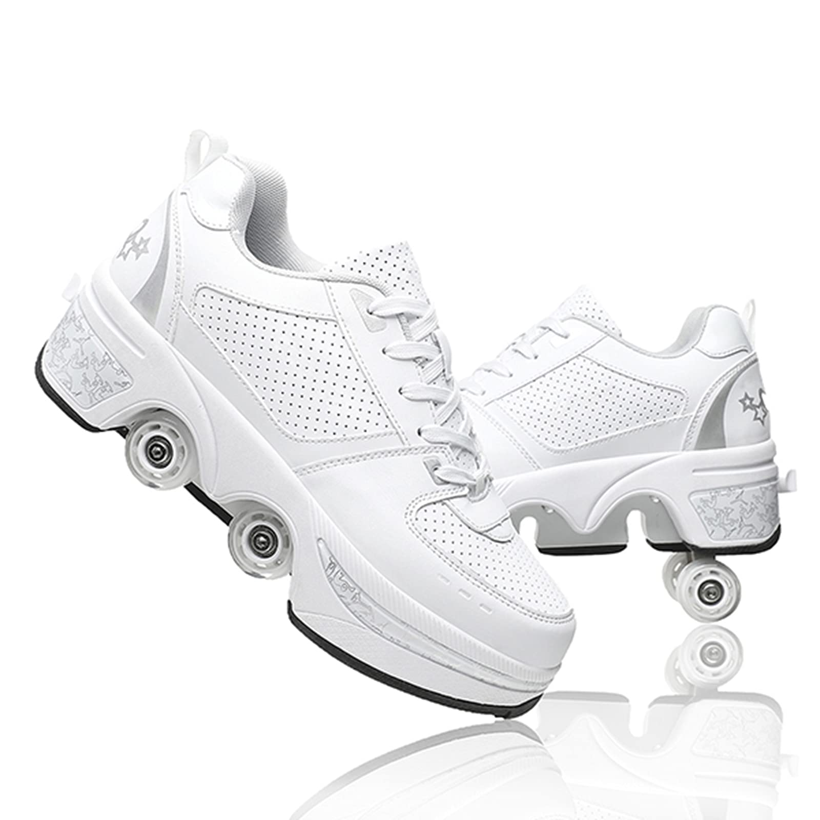 Double-Row Deform Wheel Automatic Walking Shoes - Men's & Women's Roller Sneakers for Outdoor Sports | Perfect for Skating, Commuting & Fitness