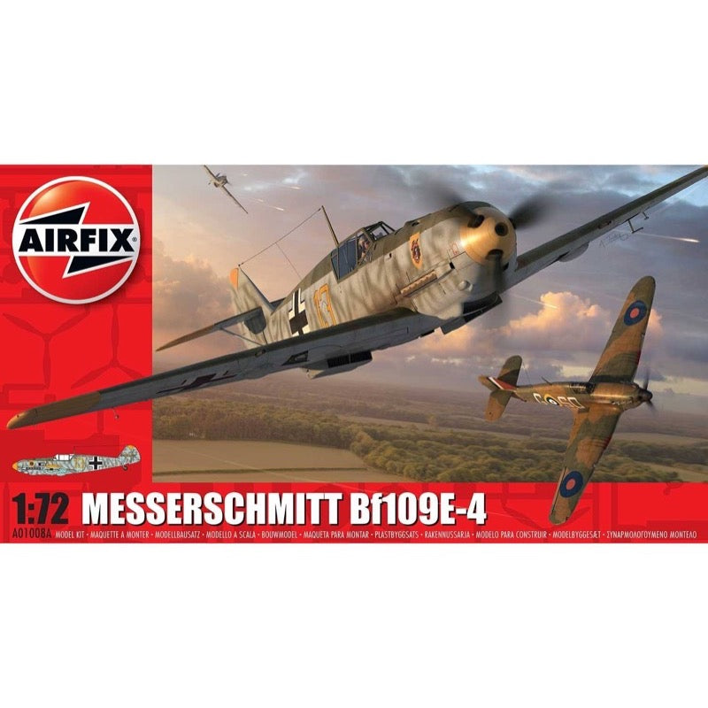 Airfix A01008A 1/72 Scale Messerschmitt Bf109E-4 Model Kit - WWII German Fighter Plane for Collectors & Hobbyists | Perfect for Display, Dioramas & Aviation Enthusiasts