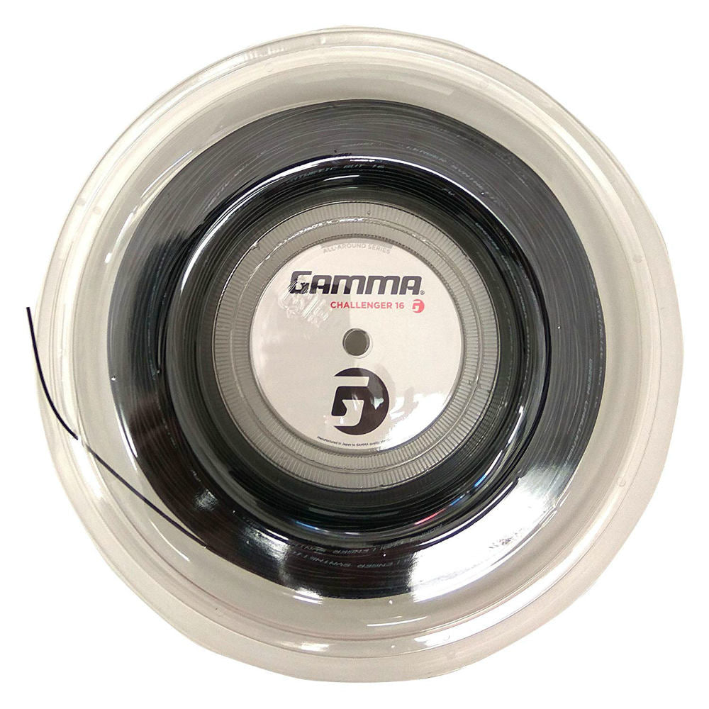 Gamma Challenger Synthetic Gut 17 Tennis String Reel (Black) - Durable Performance String for Tennis Rackets - Perfect for Recreational and Competitive Players on Hard Courts & Clay Courts