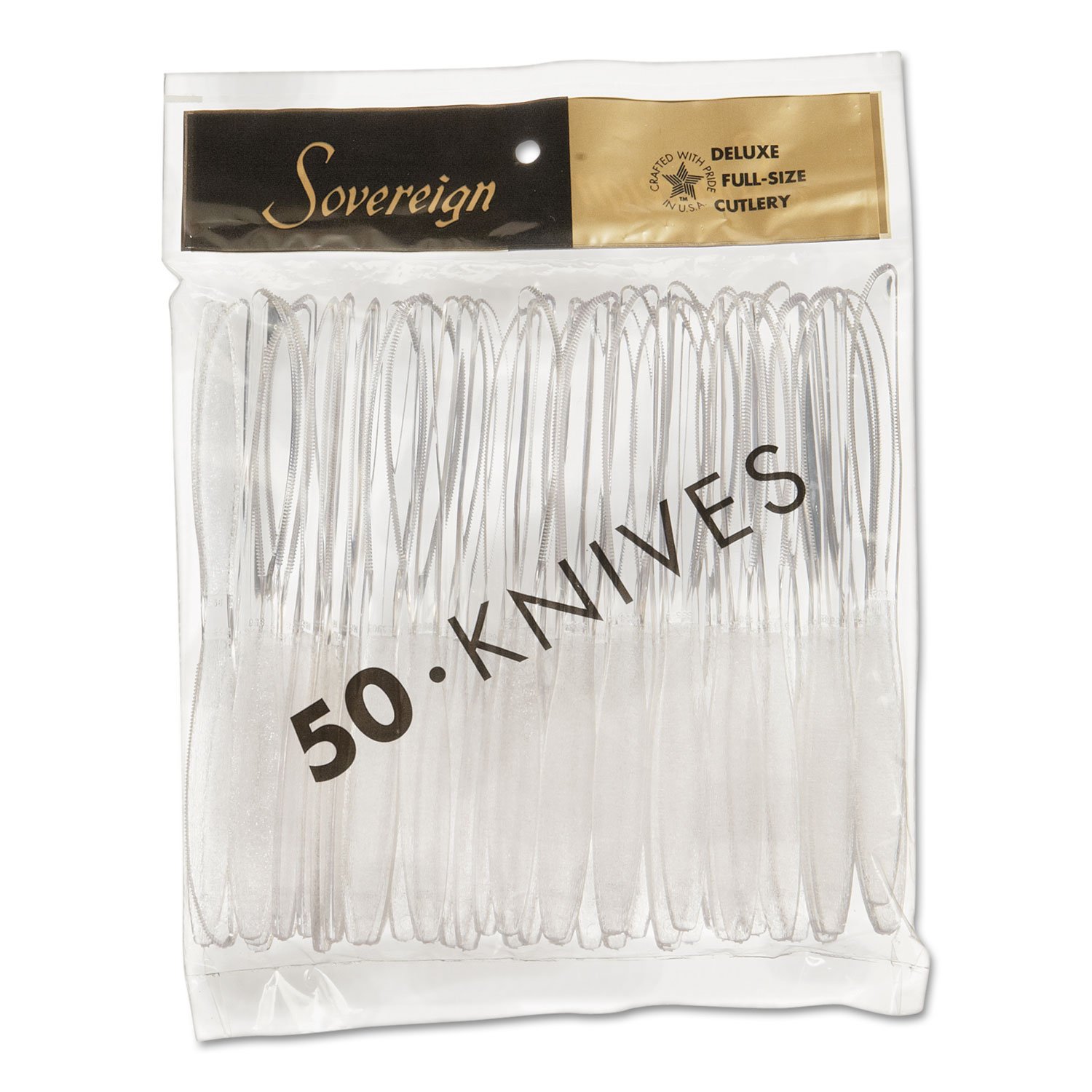 50 Pack Clear Maryland Plastic Sovereign Knives Bags - Durable & Reusable for Kitchen, Restaurant, and Catering Use