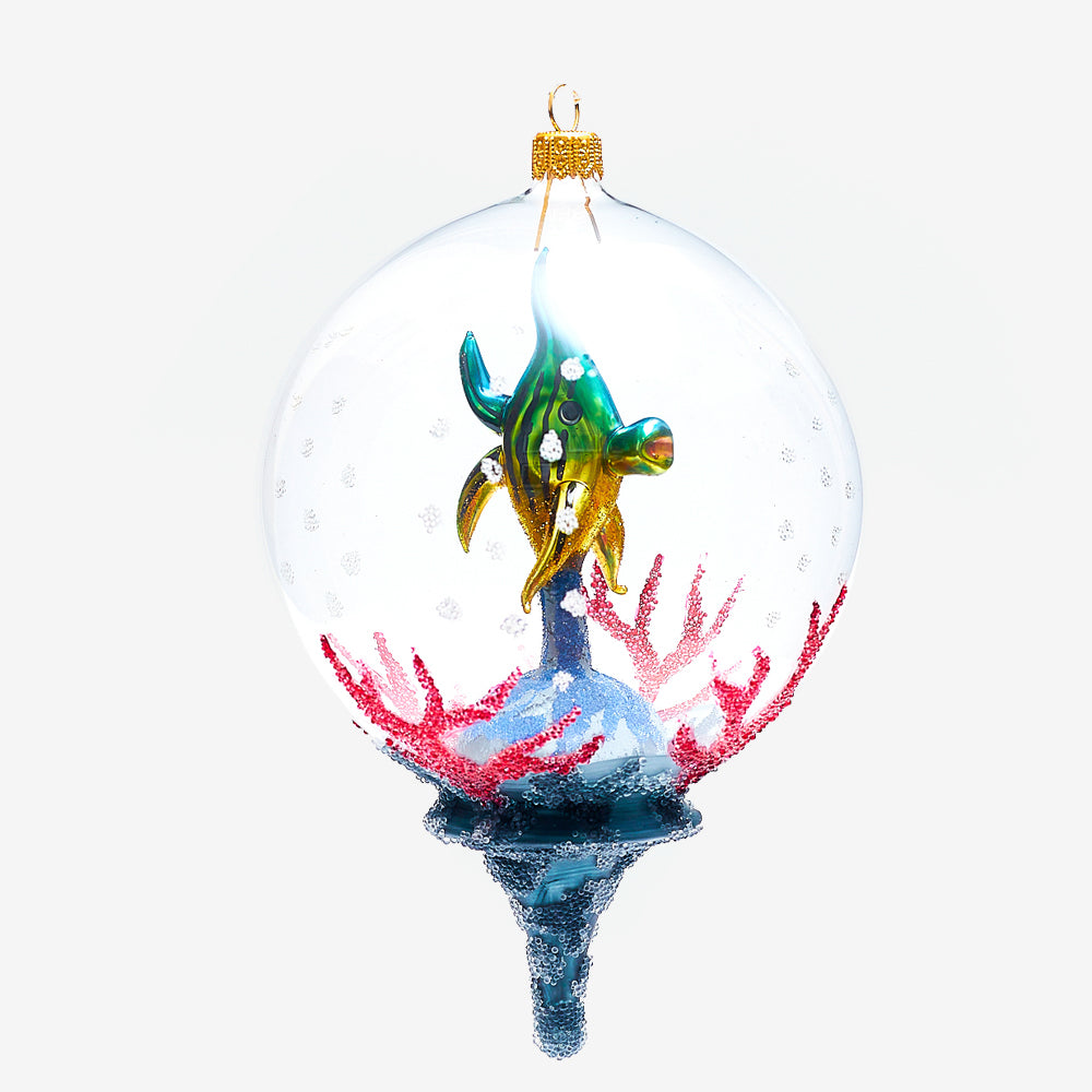Angelfish Dome Ornament - Handmade Glass Fish Tank Decor for Aquarium - Perfect for Home, Office & Gift Giving