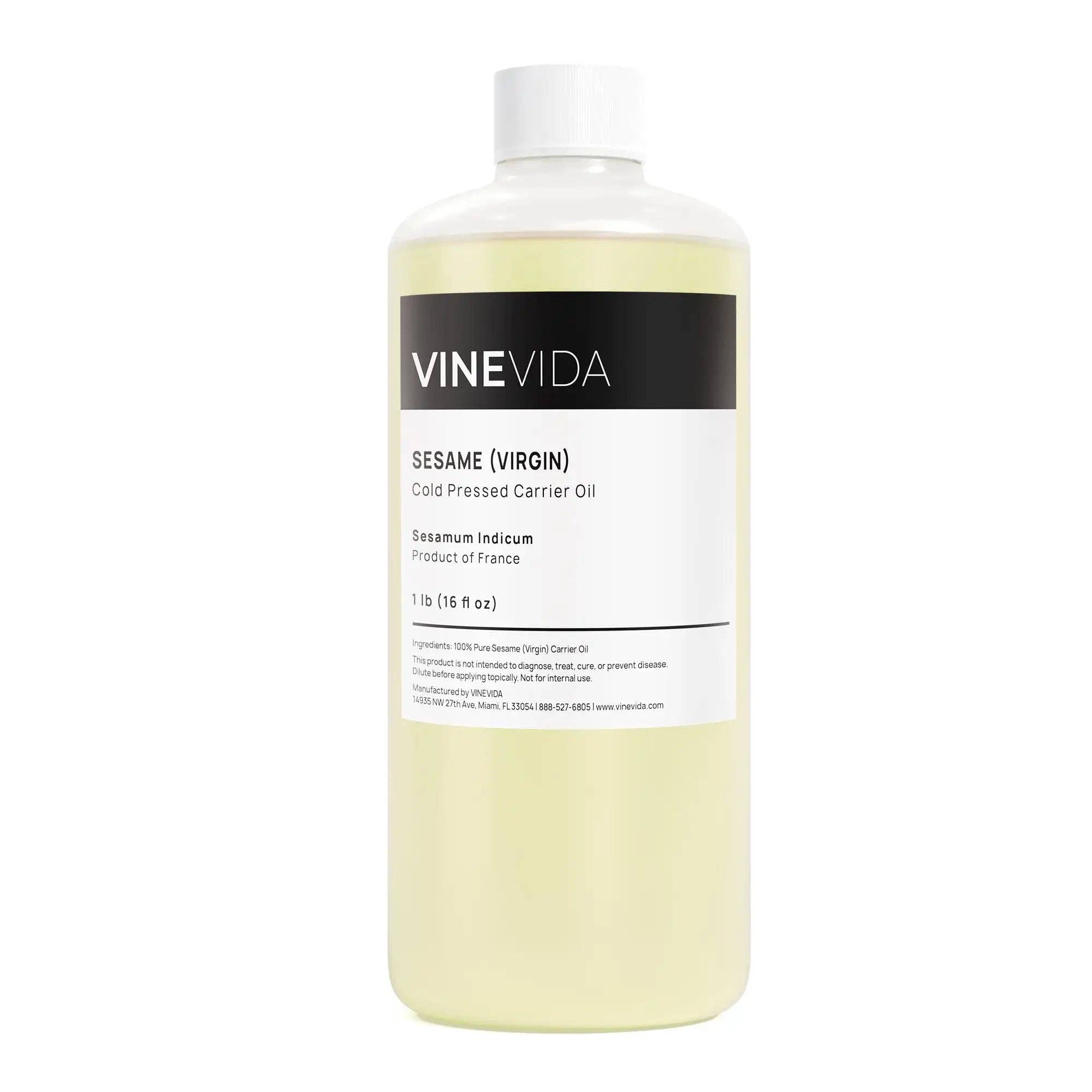 Organic Virgin Sesame Carrier Oil for Hair & Skin Care - Cold Pressed, Unrefined, 100% Pure - Perfect for Massage, Aromatherapy & DIY Beauty Recipes