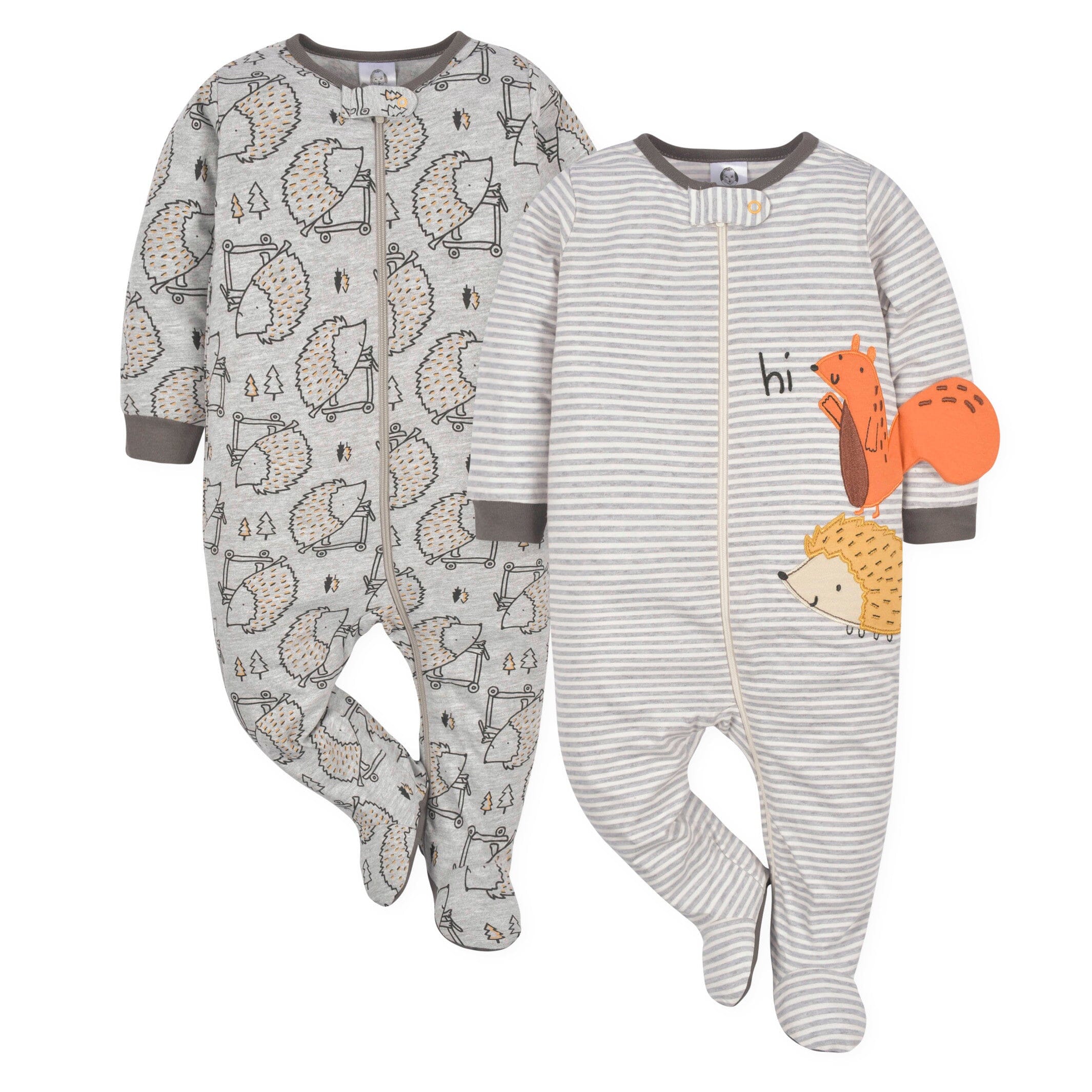 2 Pack Baby Boys Hedgehog Sleep 'N Plays - Soft Cotton Pajama Sets with Cute Animal Print - Perfect for Newborn, Infant & Toddler Bedtime, Playtime & Photo Shoots