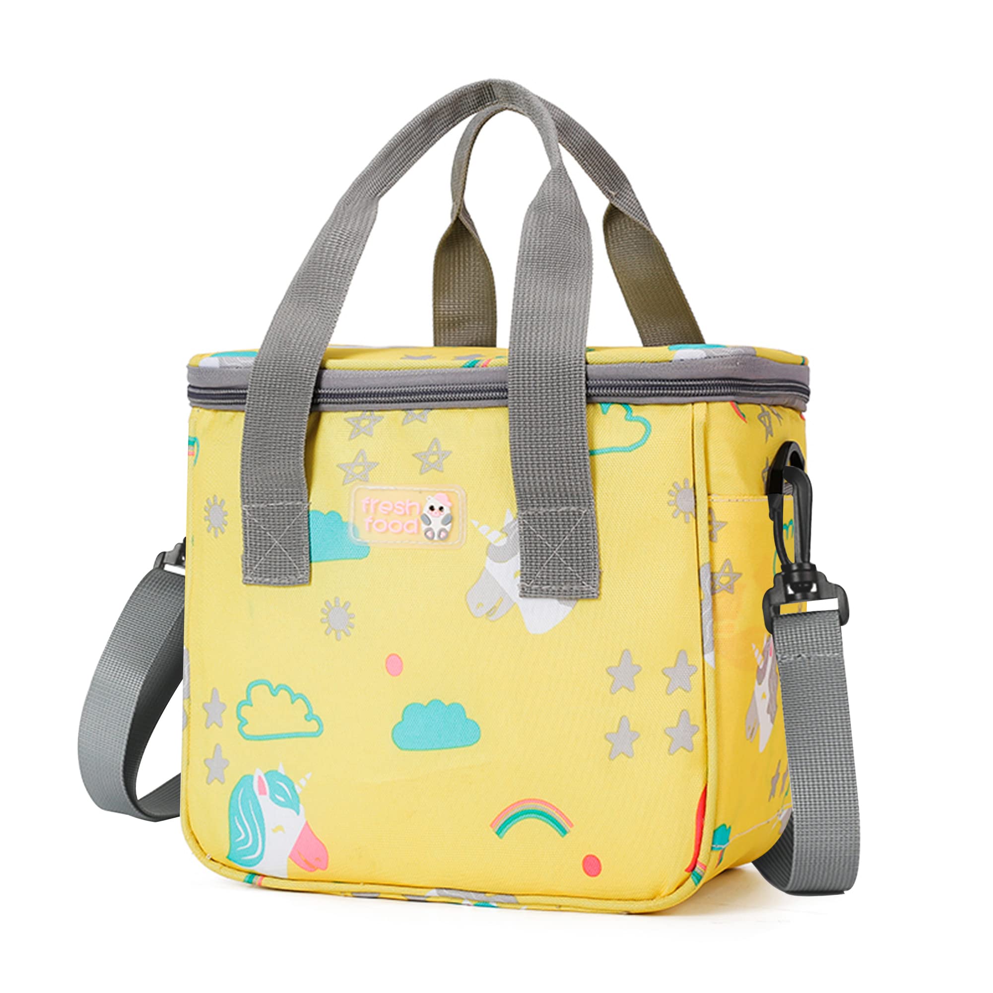 OSVINO Insulated Lunch Bag for Women & Girls - Leakproof Thermal Unicorn Lunch Tote with Adjustable Shoulder Strap, 10L Waterproof Cooler Bag for School, Work, Picnic, Beach - Yellow | Perfect for School Lunches, Office Meals & Outdoor Adventures