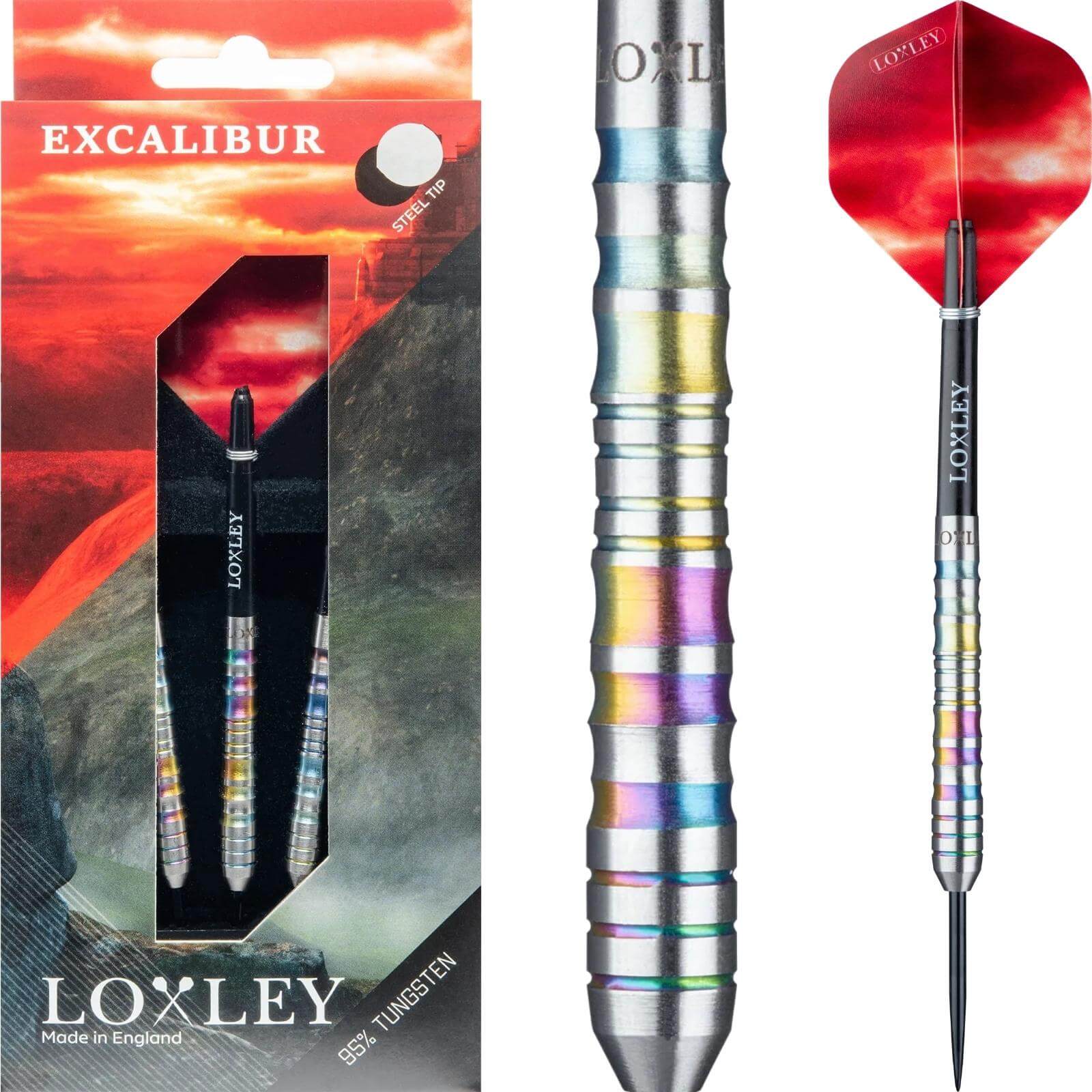 Excalibur Darts Steel Tip 95% Tungsten Professional Darts Set 22g 24g - Perfect for Tournament Play & Home Practice