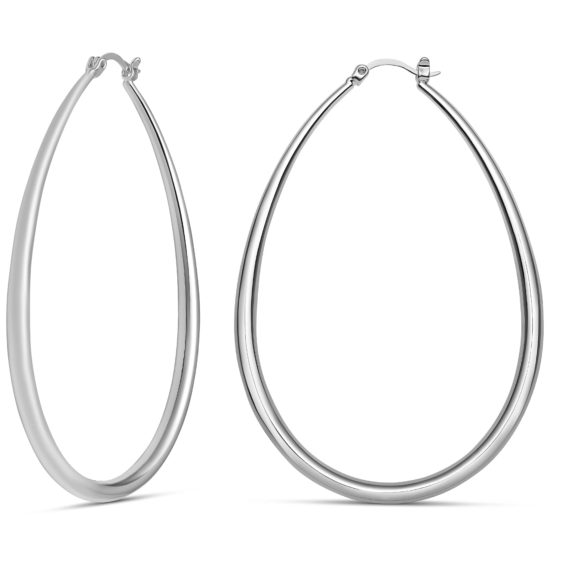 Milla Oval Hoop Earrings for Women - 14K Gold Plated, Rose Gold & Sterling Silver Plated Hypoallergenic Lightweight Hoops - Perfect for Everyday Wear, Office & Special Occasions