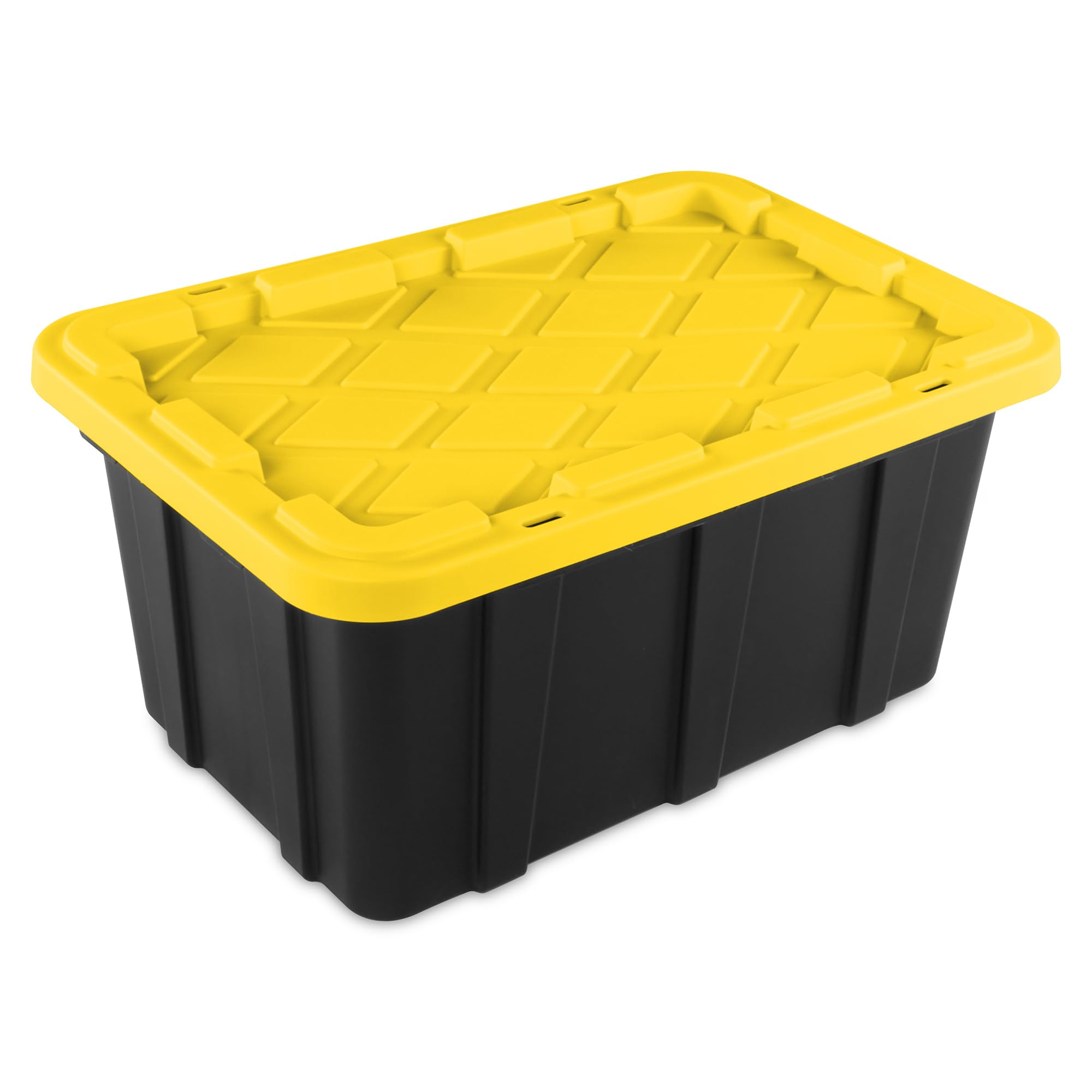 Sterilite 18-Pack Stackable Storage Bins with Lids - 17 Gallon Heavy Duty Plastic Totes in Black & Yellow for Home Organization, Garage Storage, and Moving Supplies